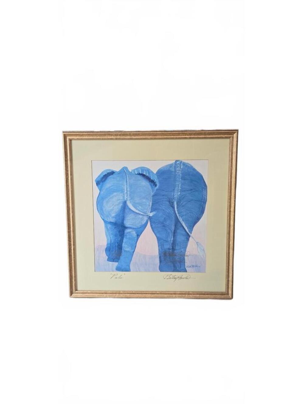Rare Betsy Fowler Signd Elephant Art- "Tribute to Elephants" Large 21x21